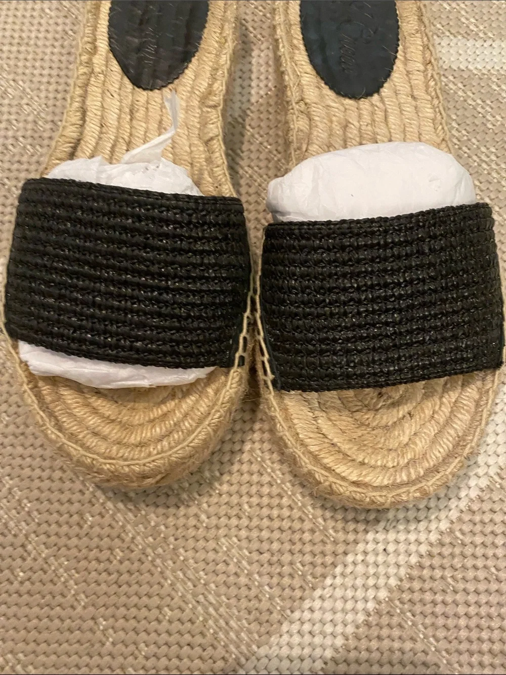 J.Crew Black Woven Raffia Strap Espadrille Sandal